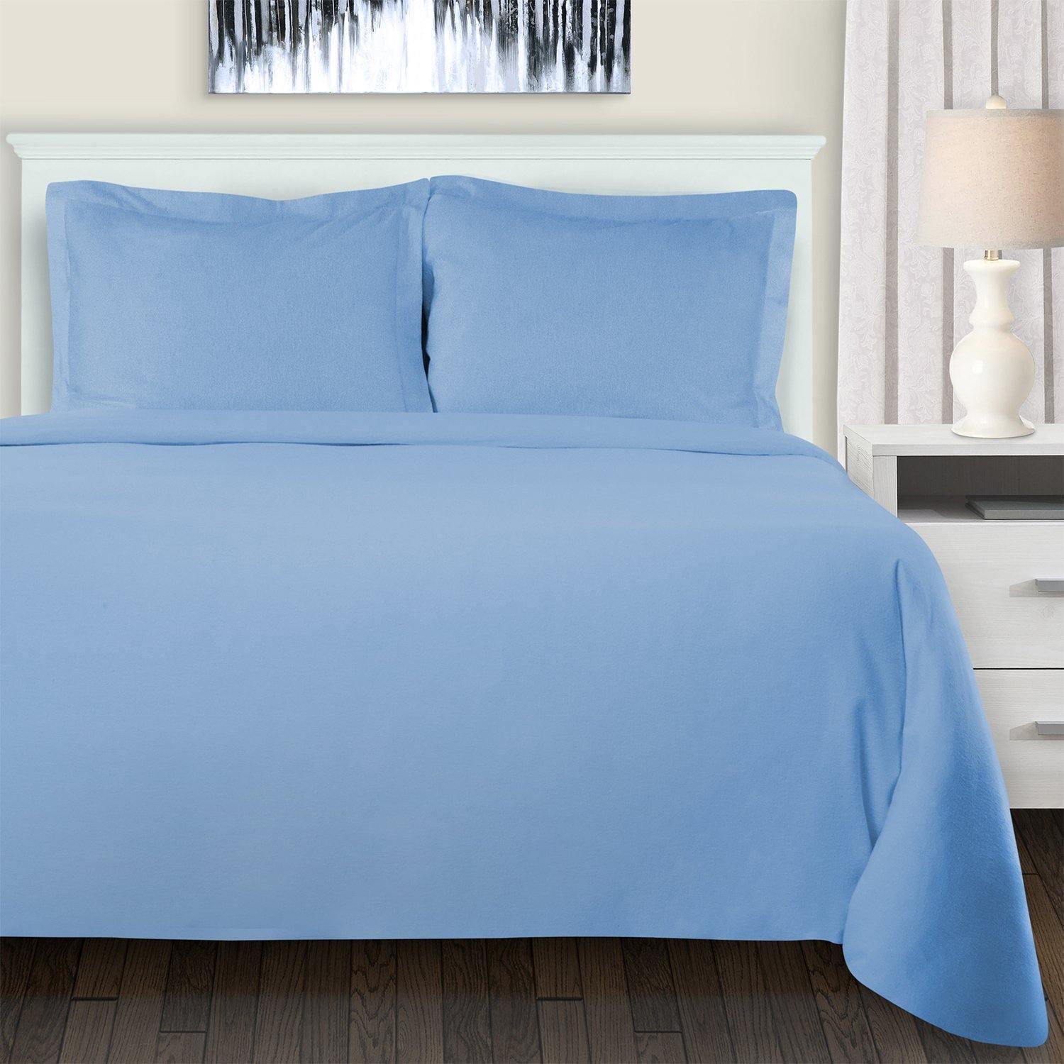 100% Brushed Cotton Flannel Solid Duvet Cover Set FredCo