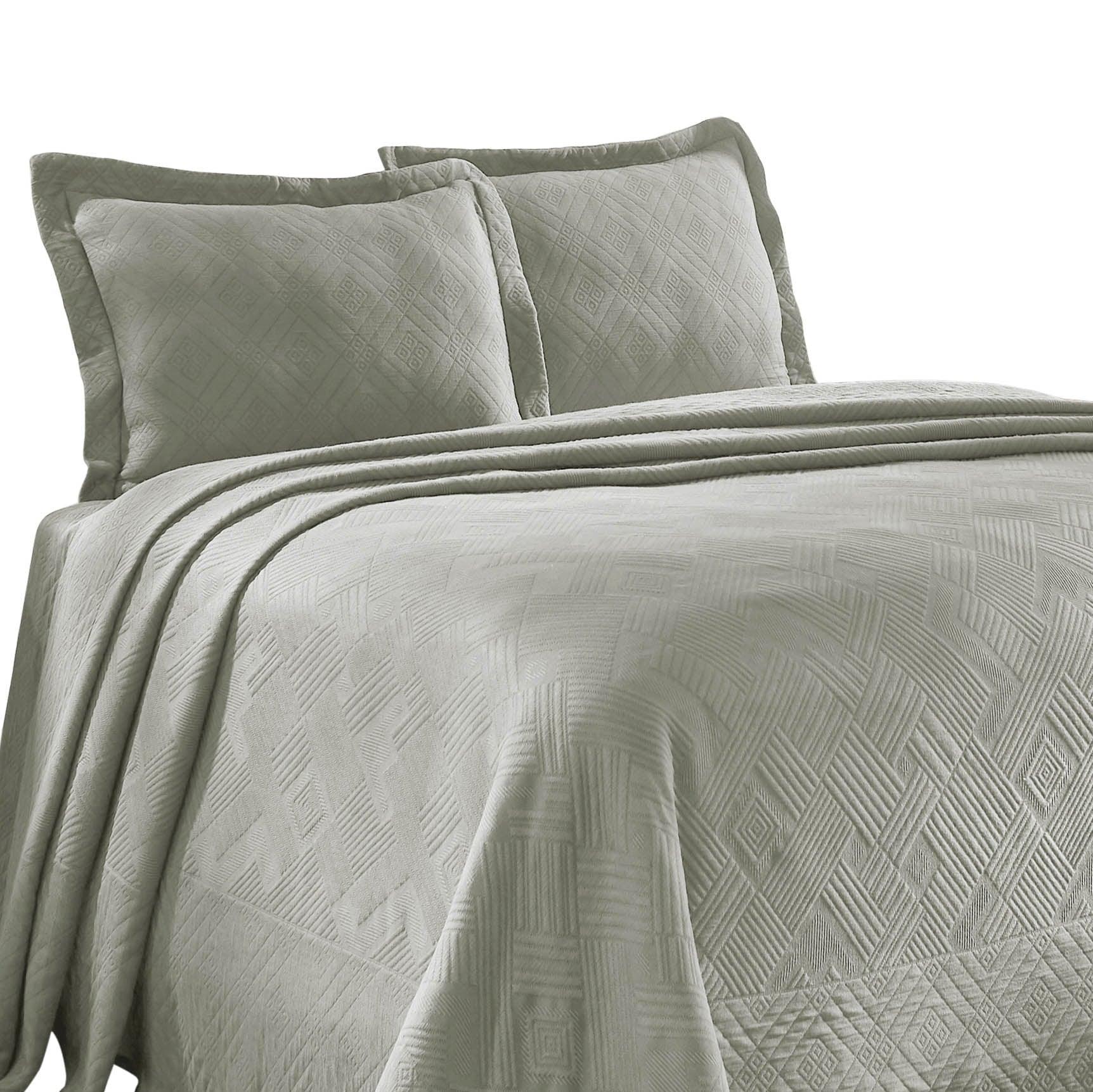 100% Cotton Geometric Fret Scalloped Bedspread Set FredCo