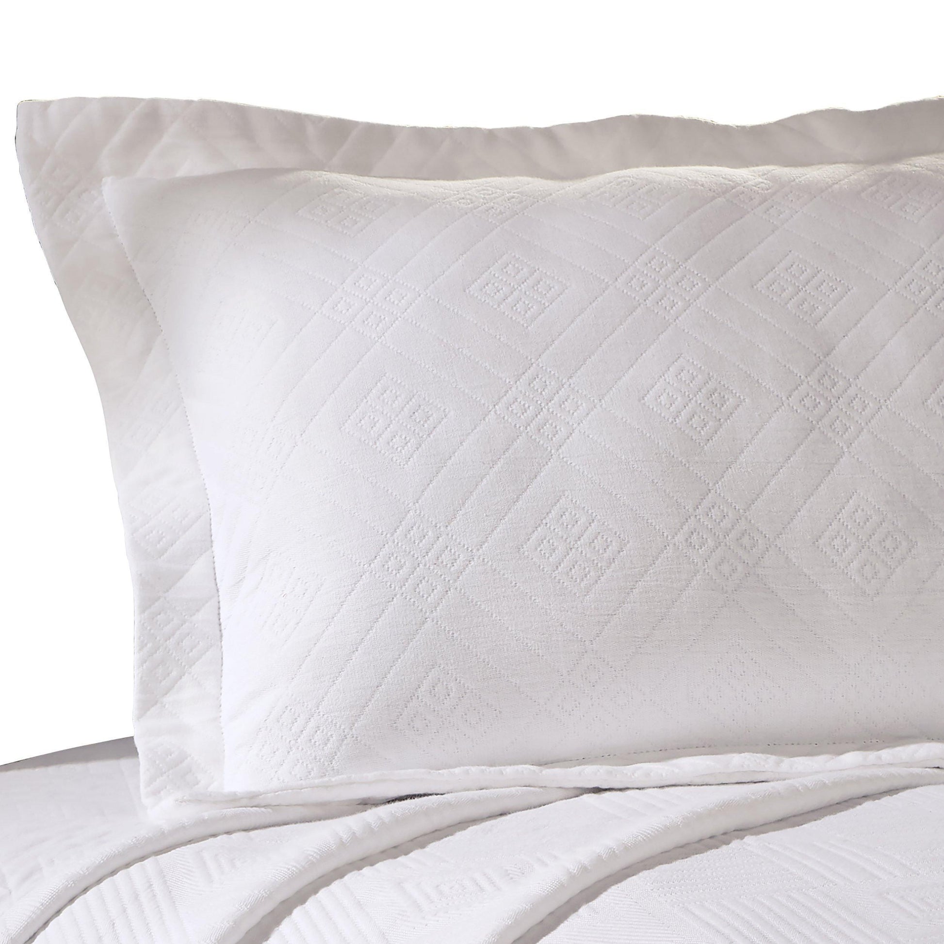 100% Cotton Geometric Fret Scalloped Bedspread Set FredCo