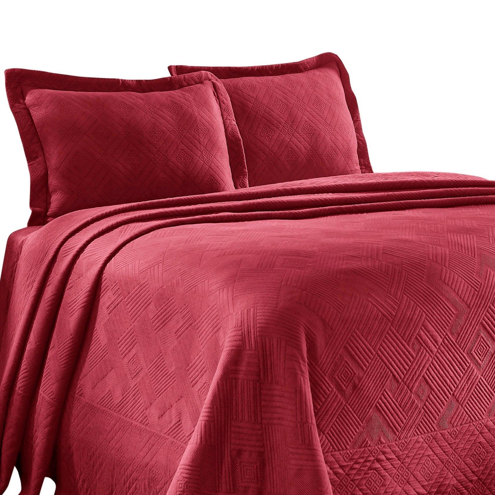 100% Cotton Geometric Fret Scalloped Bedspread Set FredCo