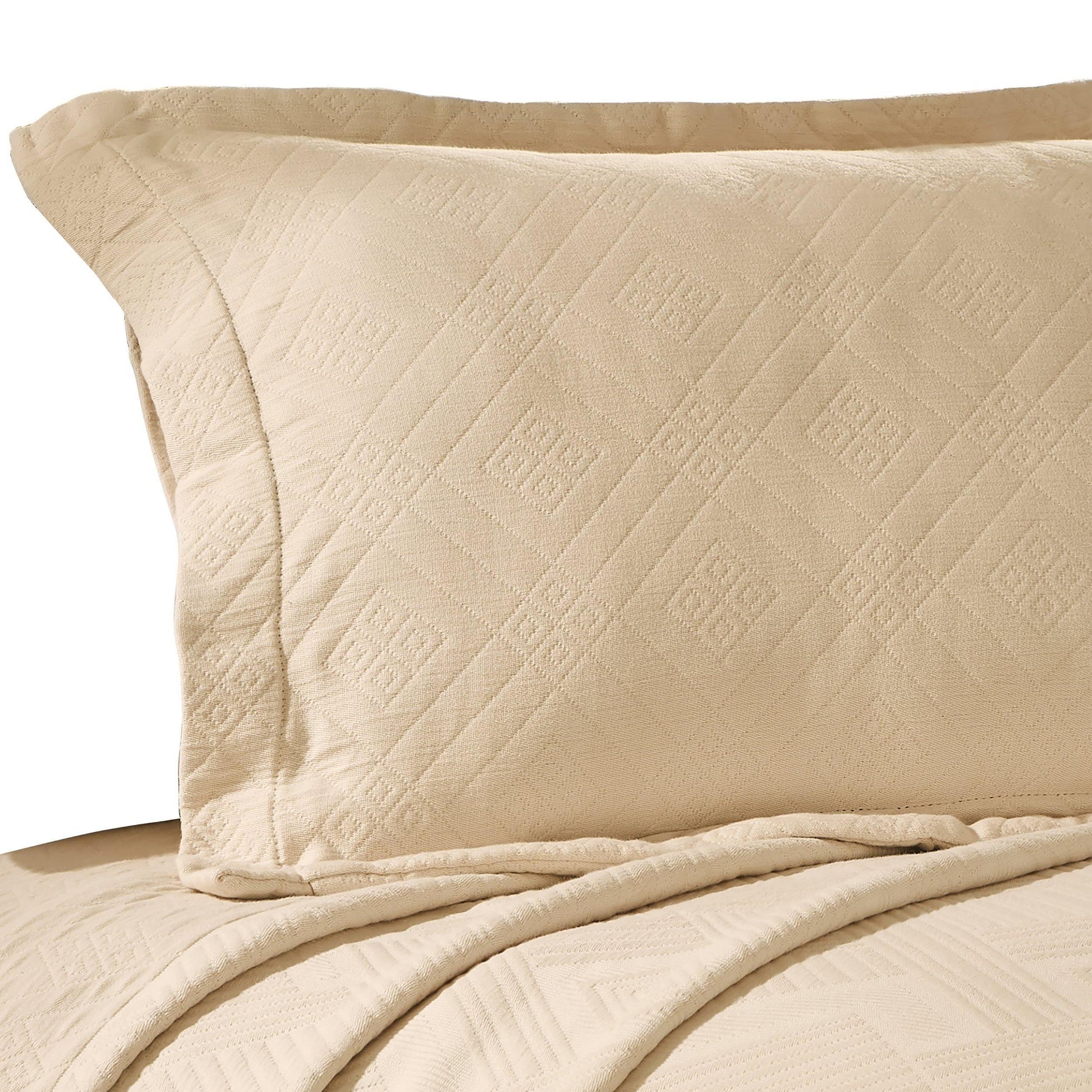 100% Cotton Geometric Fret Scalloped Bedspread Set FredCo