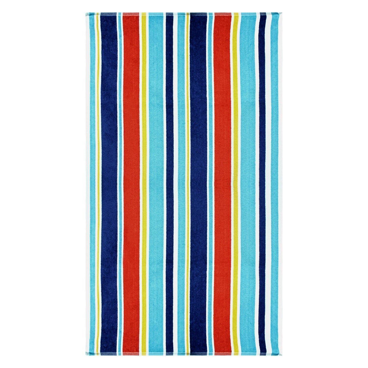 100% Cotton Oceana Stripes Oversized Beach Towel - Blue FredCo