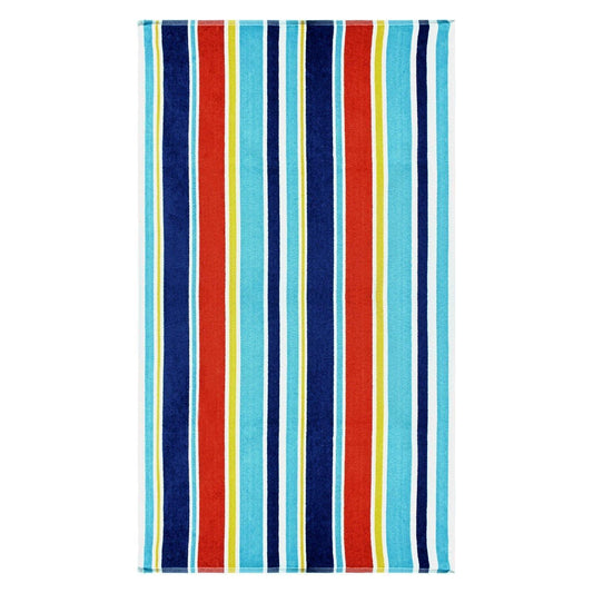 100% Cotton Oceana Stripes Oversized Beach Towel - Blue FredCo
