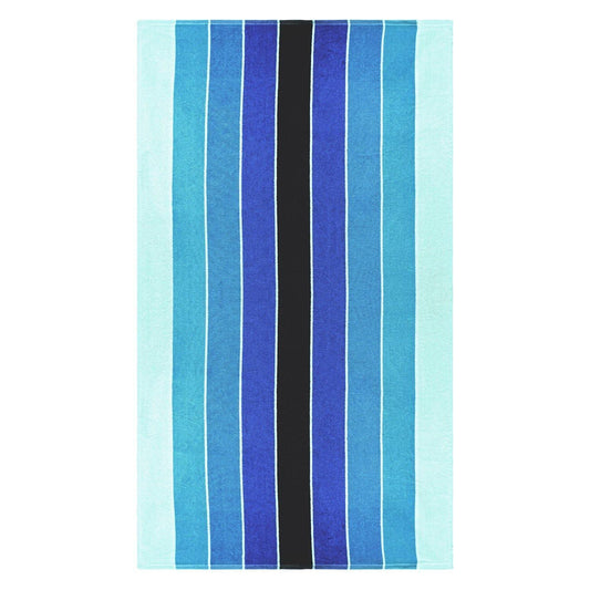 100% Cotton Pacific Stripes Oversized Beach Towel - Blue FredCo