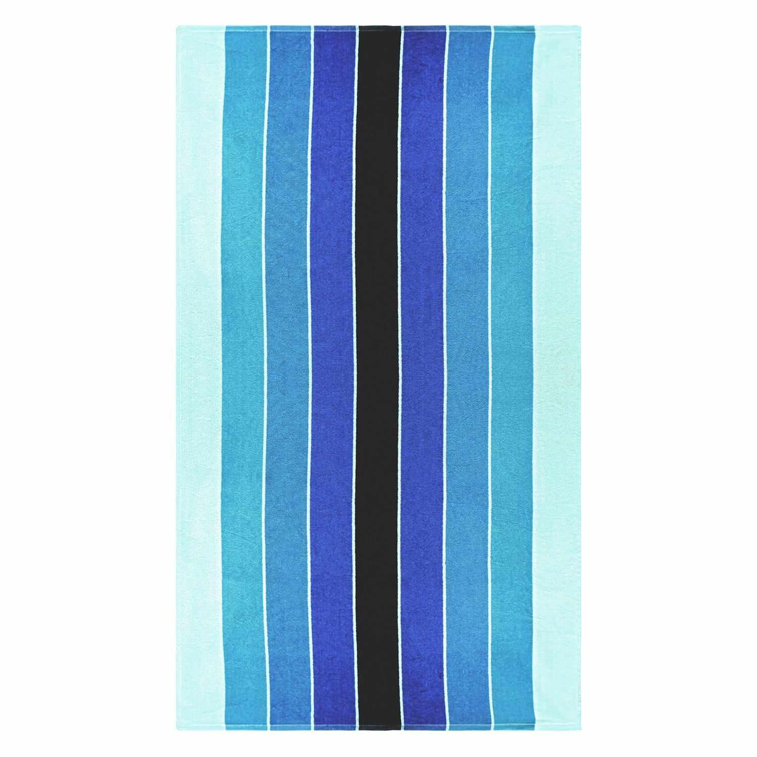 100% Cotton Pacific Stripes Oversized Beach Towel - Blue FredCo
