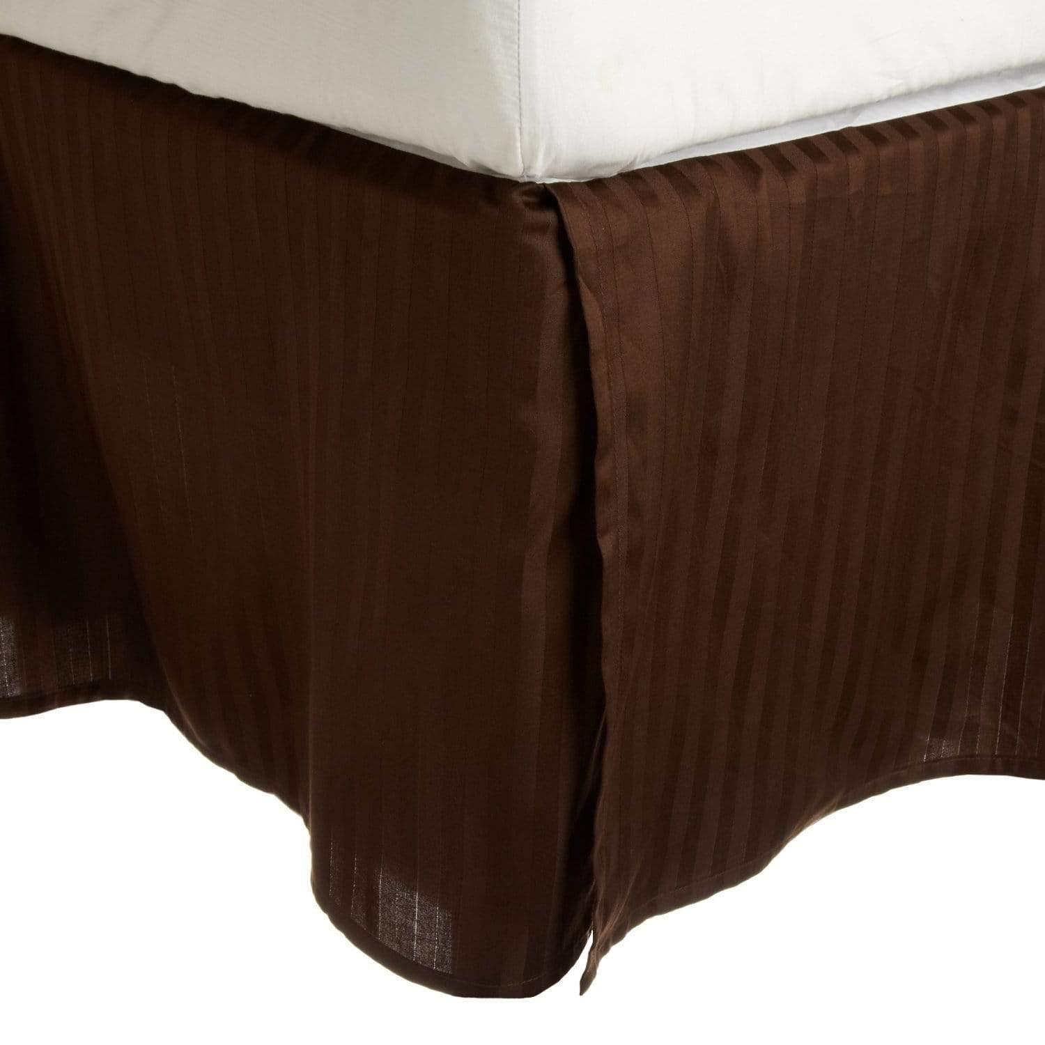100% Egyptian Cotton Stripes Chic Bed Skirt with Split Corners FredCo