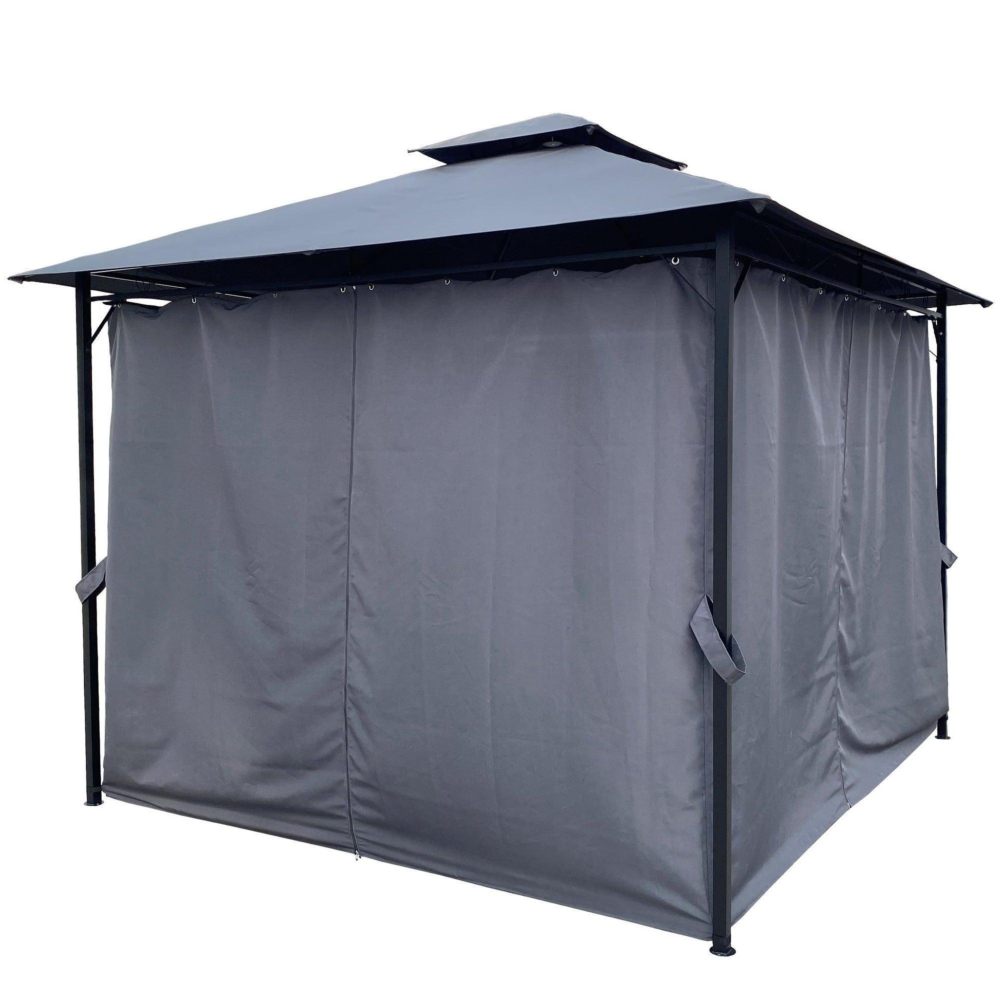 10x10 Ft Outdoor Patio Garden Gazebo Tent, Outdoor Shading, Gazebo Canopy With Curtains,Gray FredCo
