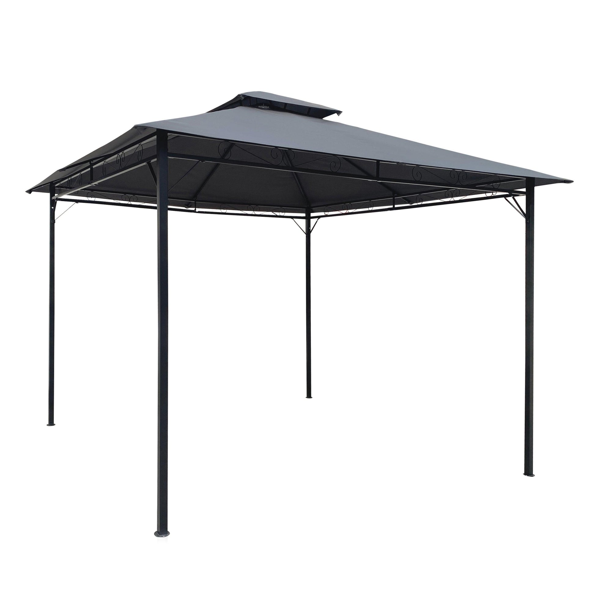 10x10 Ft Outdoor Patio Garden Gazebo Tent, Outdoor Shading, Gazebo Canopy With Curtains,Gray FredCo