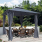 10x10 Ft Outdoor Patio Garden Gazebo Tent, Outdoor Shading, Gazebo Canopy With Curtains,Gray FredCo