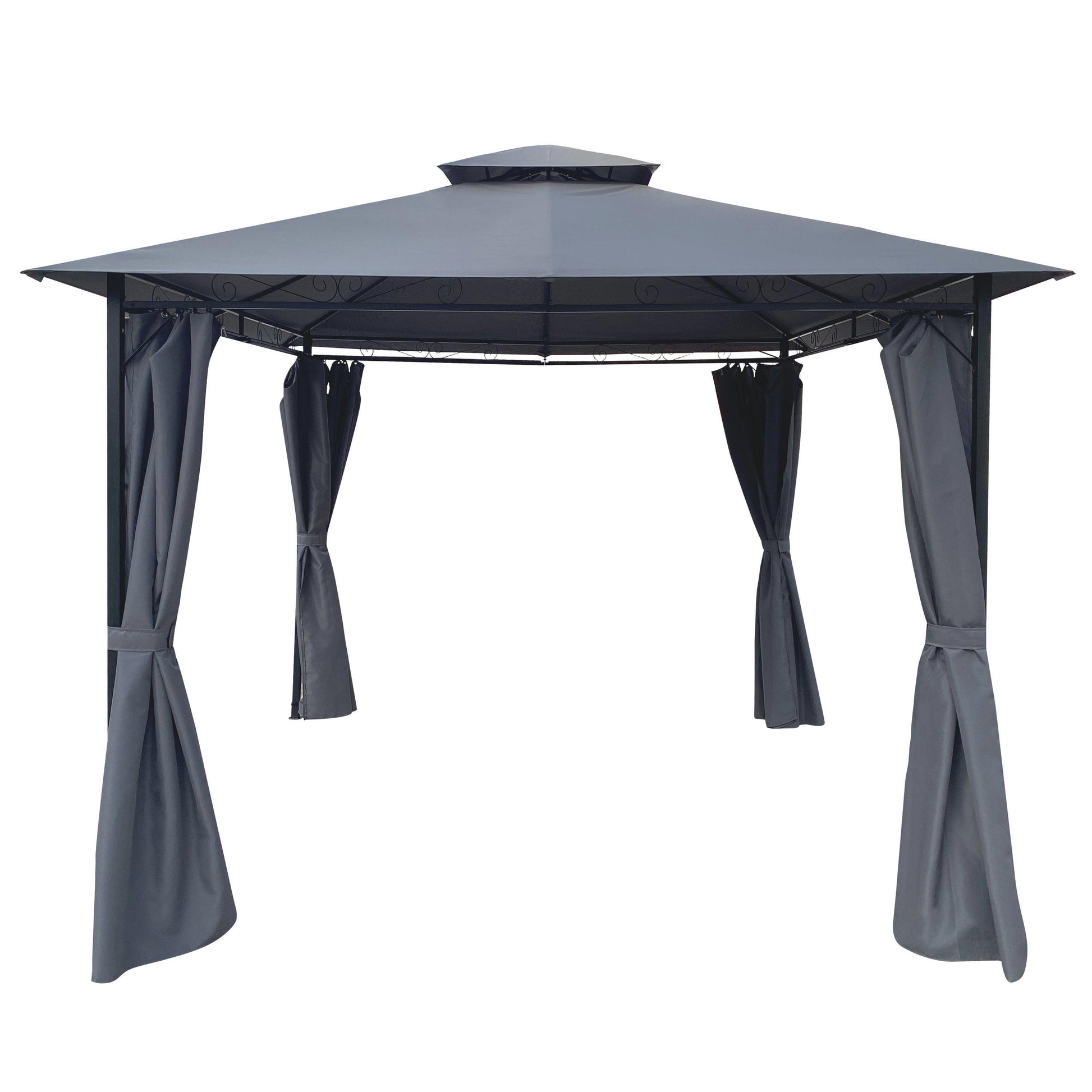 10x10 Ft Outdoor Patio Garden Gazebo Tent, Outdoor Shading, Gazebo Canopy With Curtains,Gray FredCo