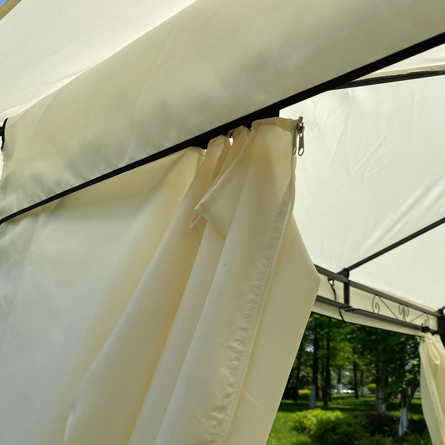 10x10 Ft Outdoor Patio Garden Gazebo Tent,Outdoor Shading, Gazebo Canopy With Curtains,Beige FredCo