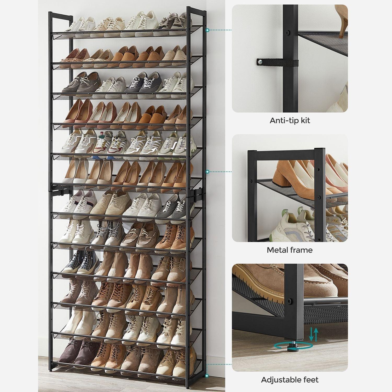 12-Tier Metal Shoe Rack, 40-60 pairs FredCo