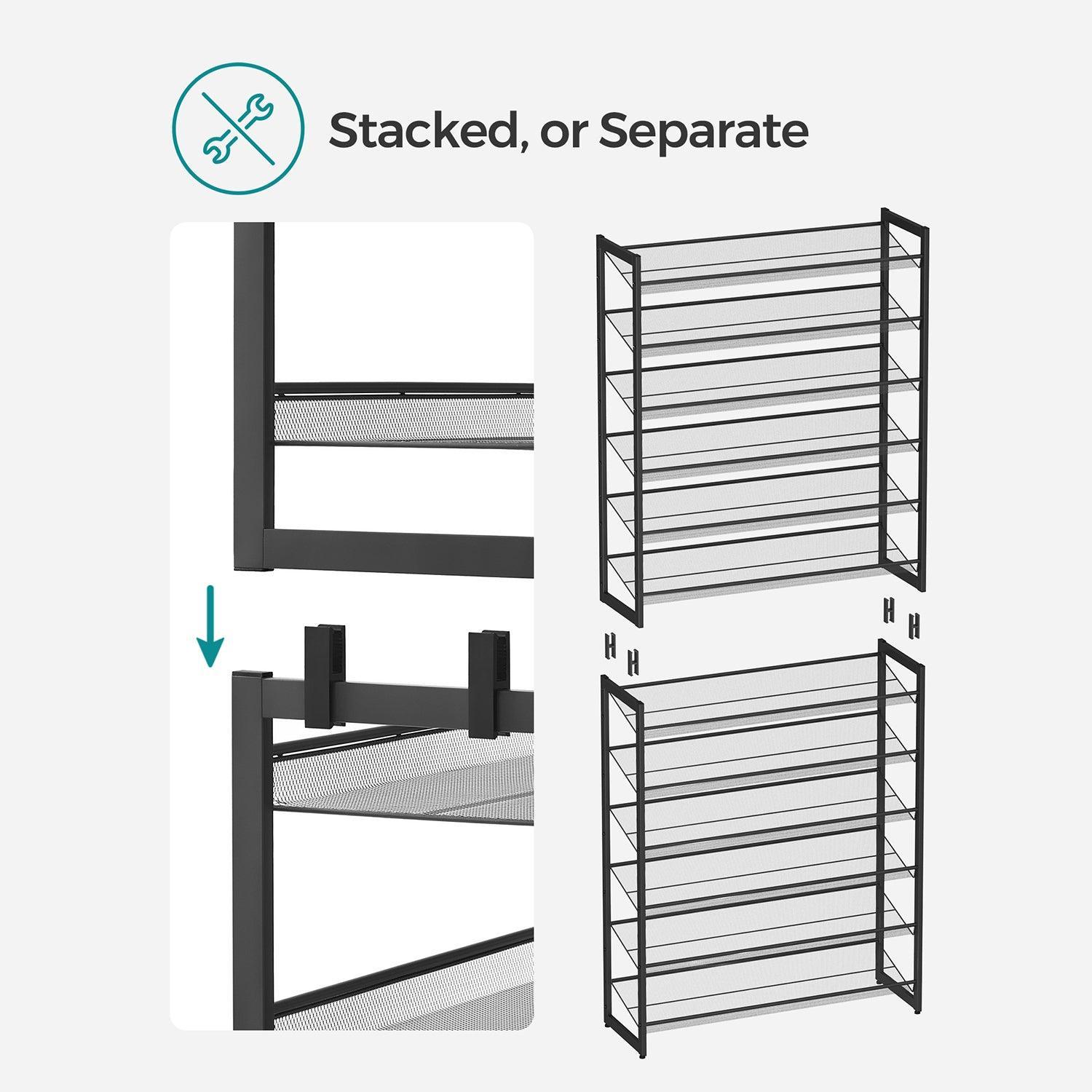 12-Tier Metal Shoe Rack, 40-60 pairs FredCo
