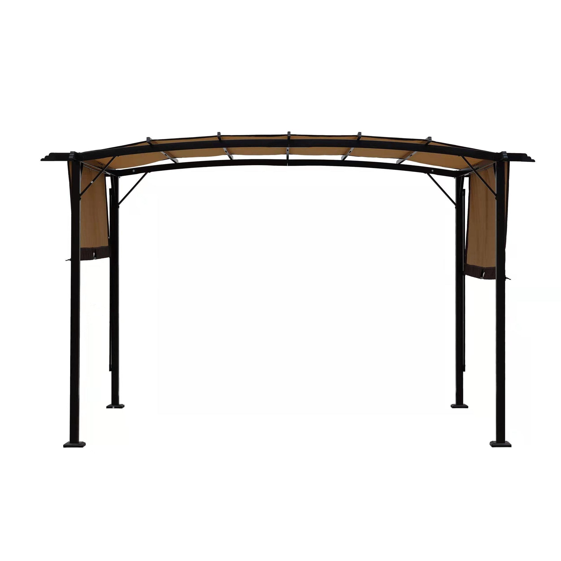 12 x 9 Ft Outdoor Pergola Patio Gazebo,Retractable Shade Canopy,Steel Frame Grape Gazebo,Sunshelter Pergola for Gardens,Terraces,Backyard FredCo