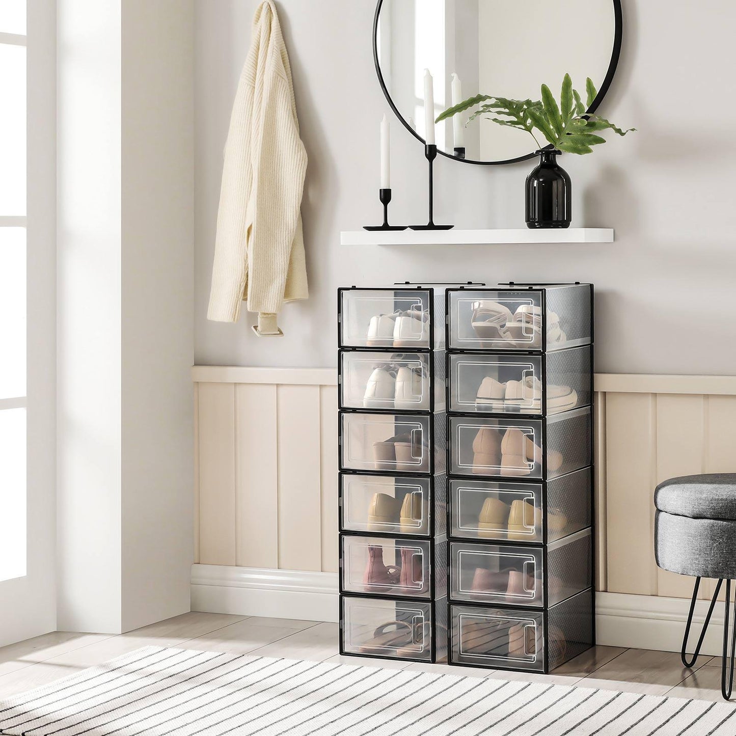 12x Shoe Boxes Transparent and Black FredCo