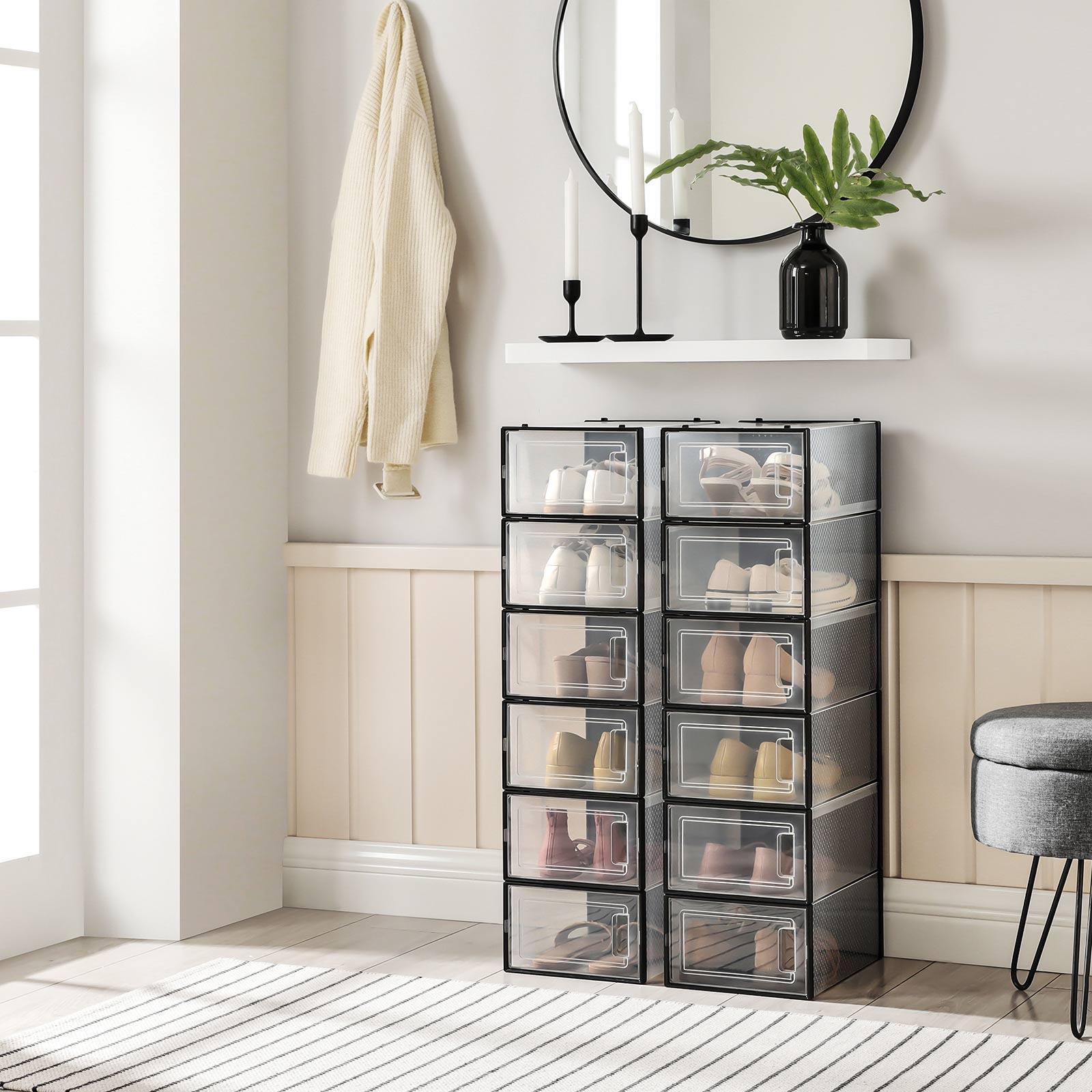 12x Shoe Boxes Transparent and Black FredCo