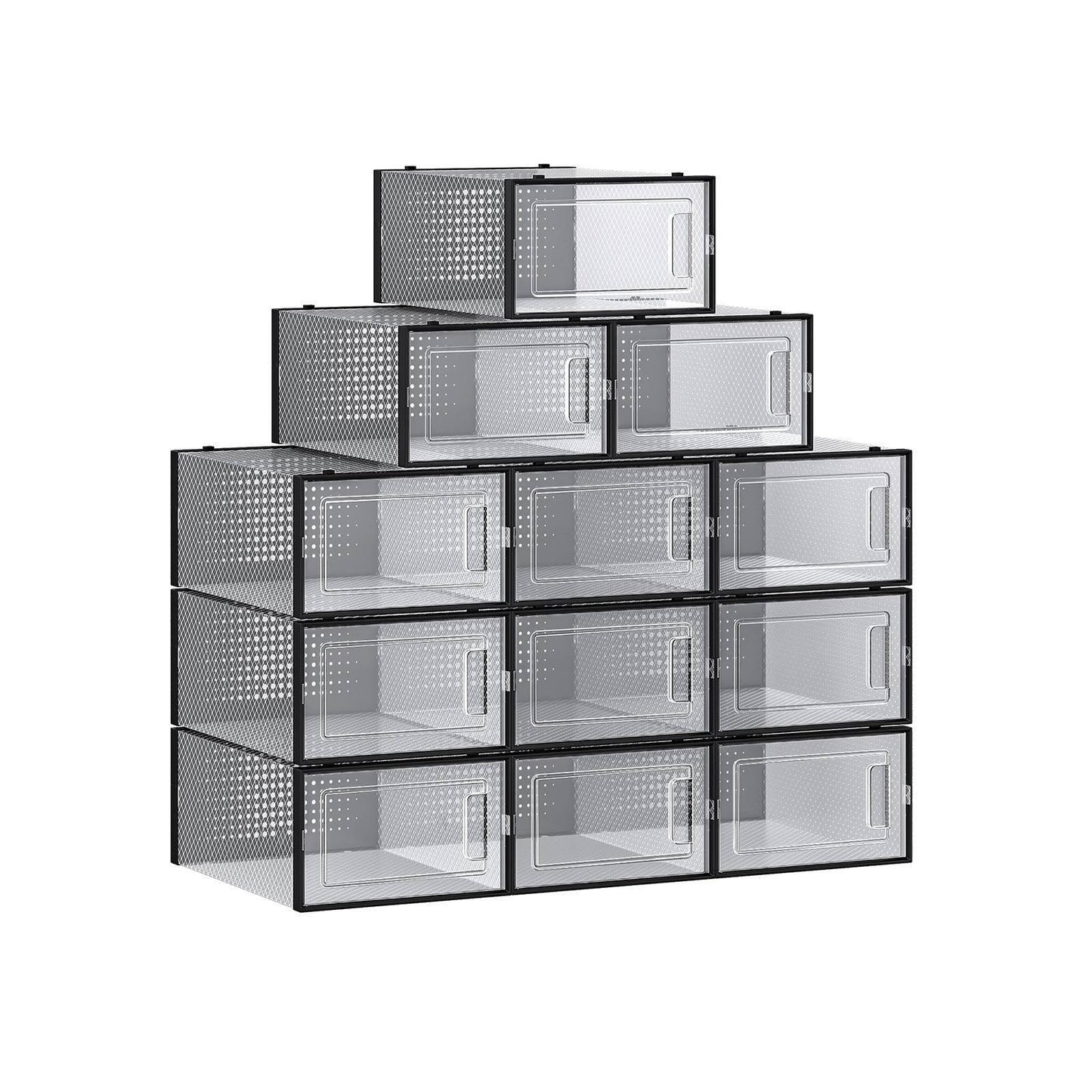 12x Shoe Boxes Transparent and Black FredCo