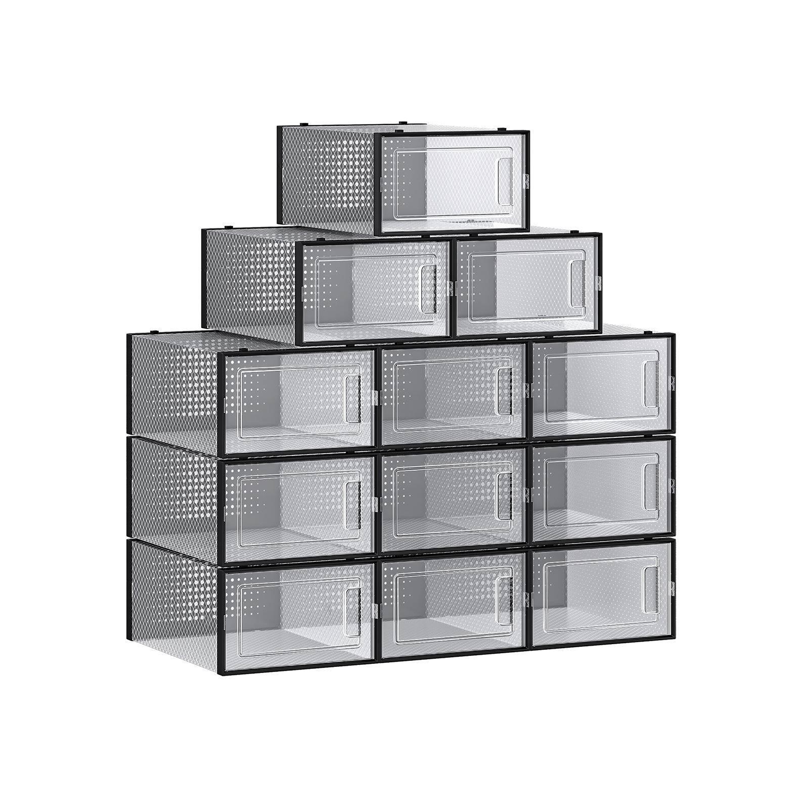 12x Shoe Boxes Transparent and Black FredCo