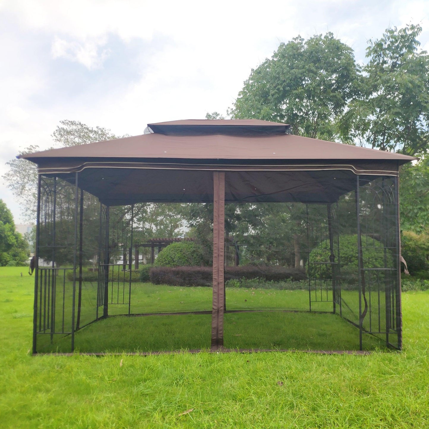 13x10 Outdoor Patio Gazebo Canopy Tent With Ventilated Double Roof And Mosquito net FredCo