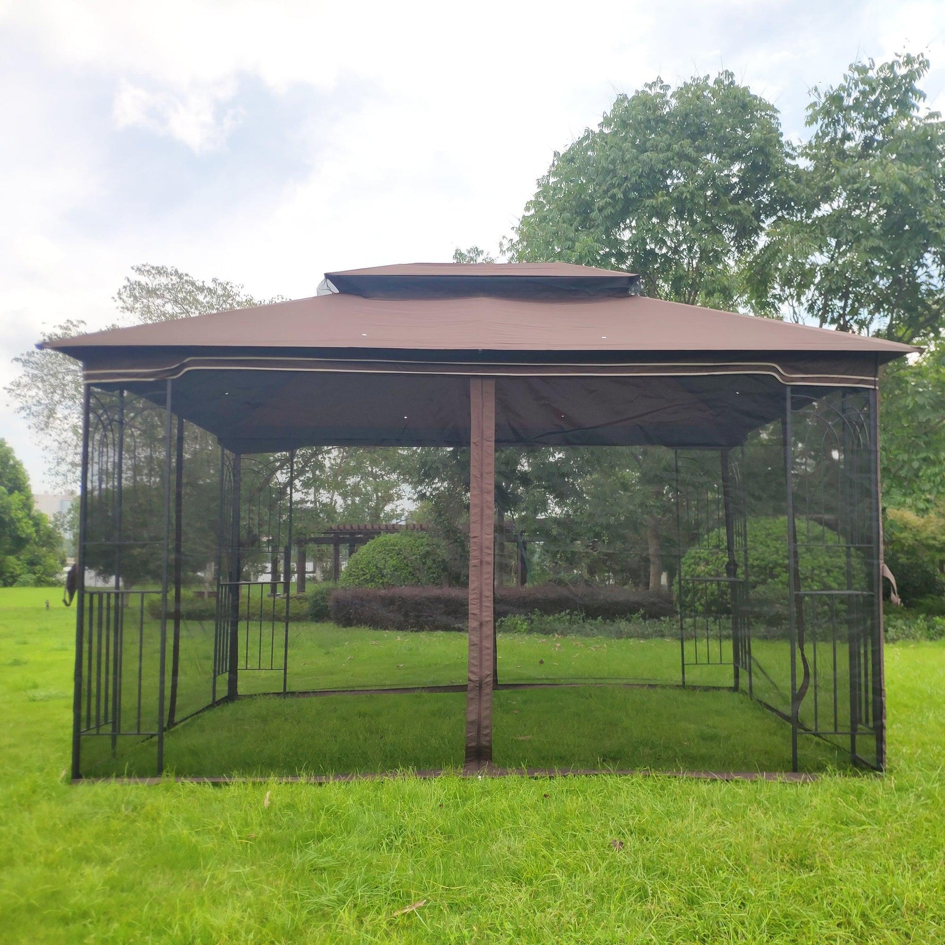 13x10 Outdoor Patio Gazebo Canopy Tent With Ventilated Double Roof And Mosquito net FredCo