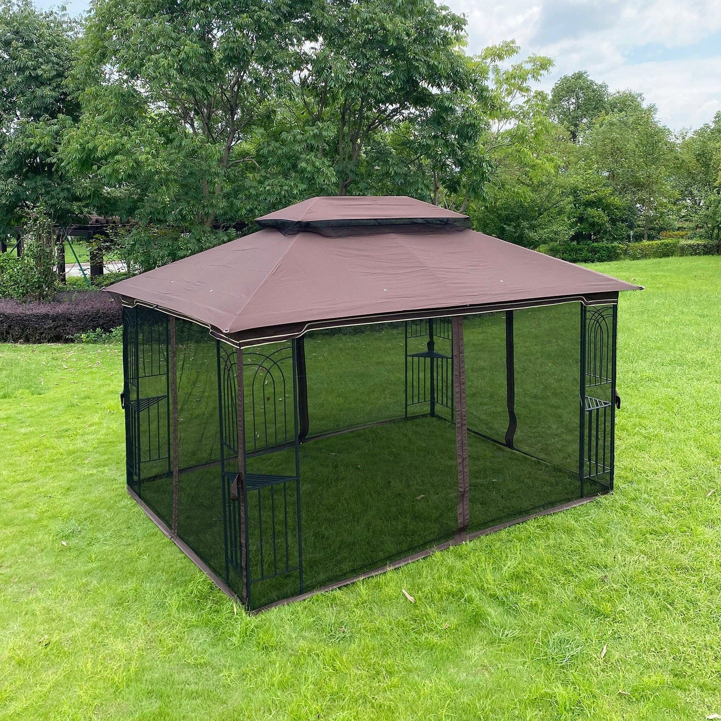 13x10 Outdoor Patio Gazebo Canopy Tent With Ventilated Double Roof And Mosquito net FredCo