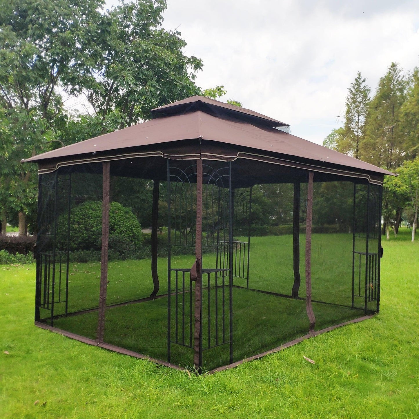 13x10 Outdoor Patio Gazebo Canopy Tent With Ventilated Double Roof And Mosquito net FredCo