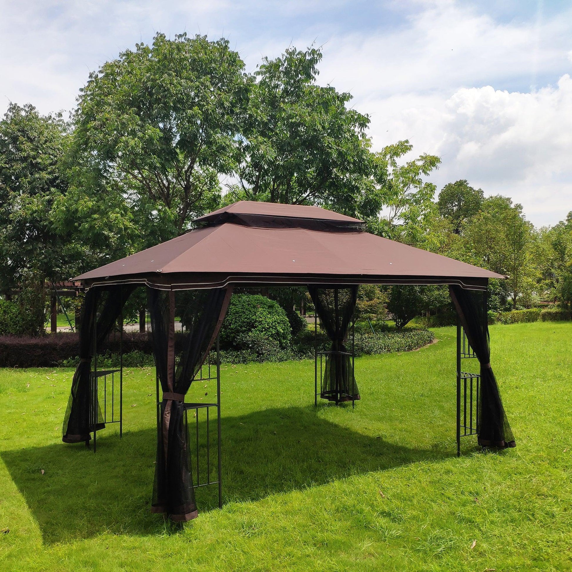 13x10 Outdoor Patio Gazebo Canopy Tent With Ventilated Double Roof And Mosquito net FredCo