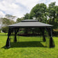 13x10 Outdoor Patio Gazebo Canopy Tent With Ventilated Double Roof And Mosquito net Grey FredCo