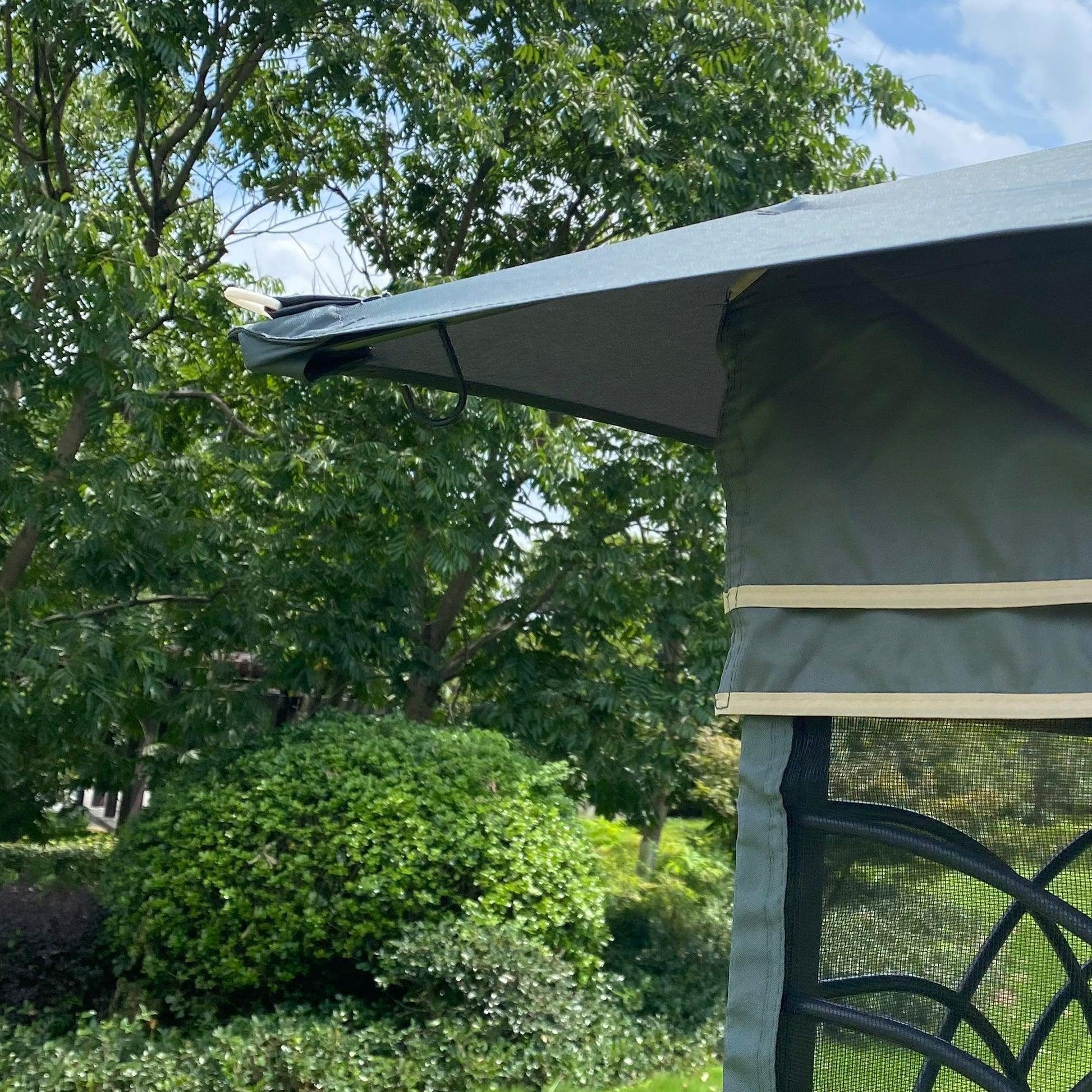 13x10 Outdoor Patio Gazebo Canopy Tent With Ventilated Double Roof And Mosquito net Grey FredCo