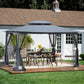 13x10 Outdoor Patio Gazebo Canopy Tent With Ventilated Double Roof And Mosquito net Grey FredCo