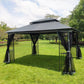 13x10 Outdoor Patio Gazebo Canopy Tent With Ventilated Double Roof And Mosquito net Grey FredCo