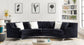 140" Black Velvet Curved Sofa FredCo