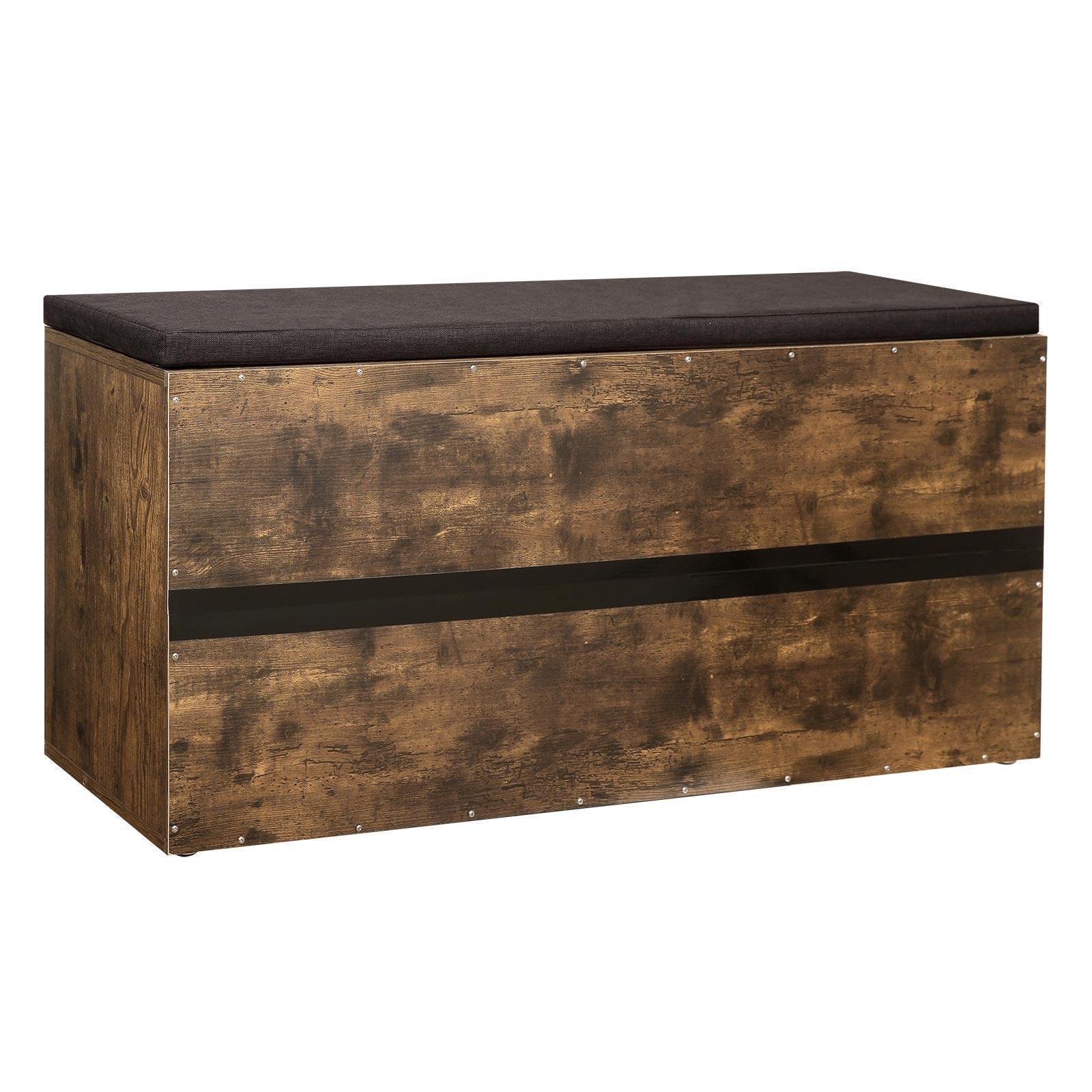 15 Shoes Bench with Cushion Rustic Brown FredCo