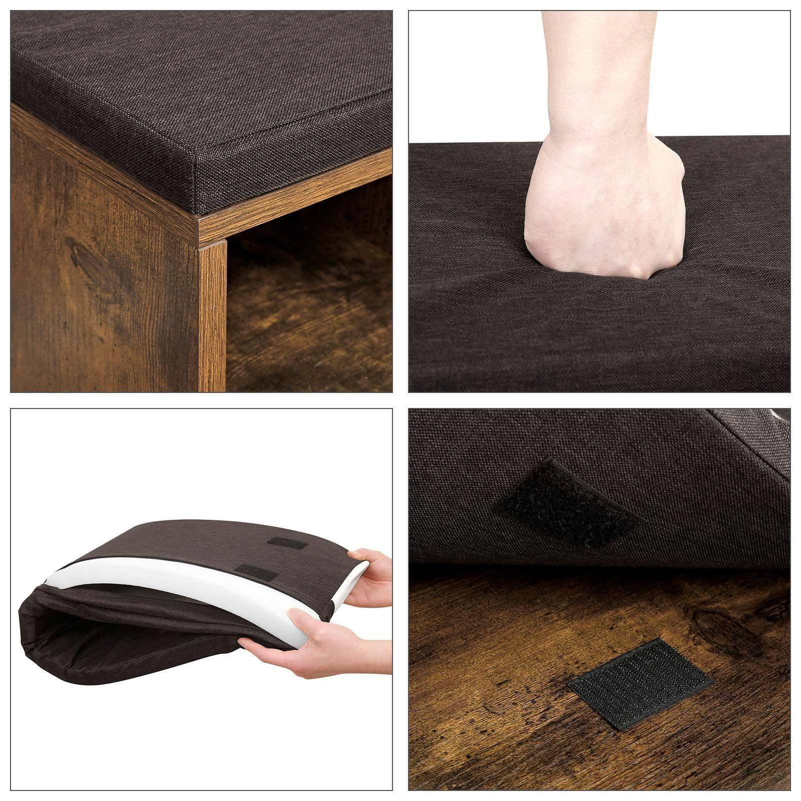 15 Shoes Bench with Cushion Rustic Brown FredCo