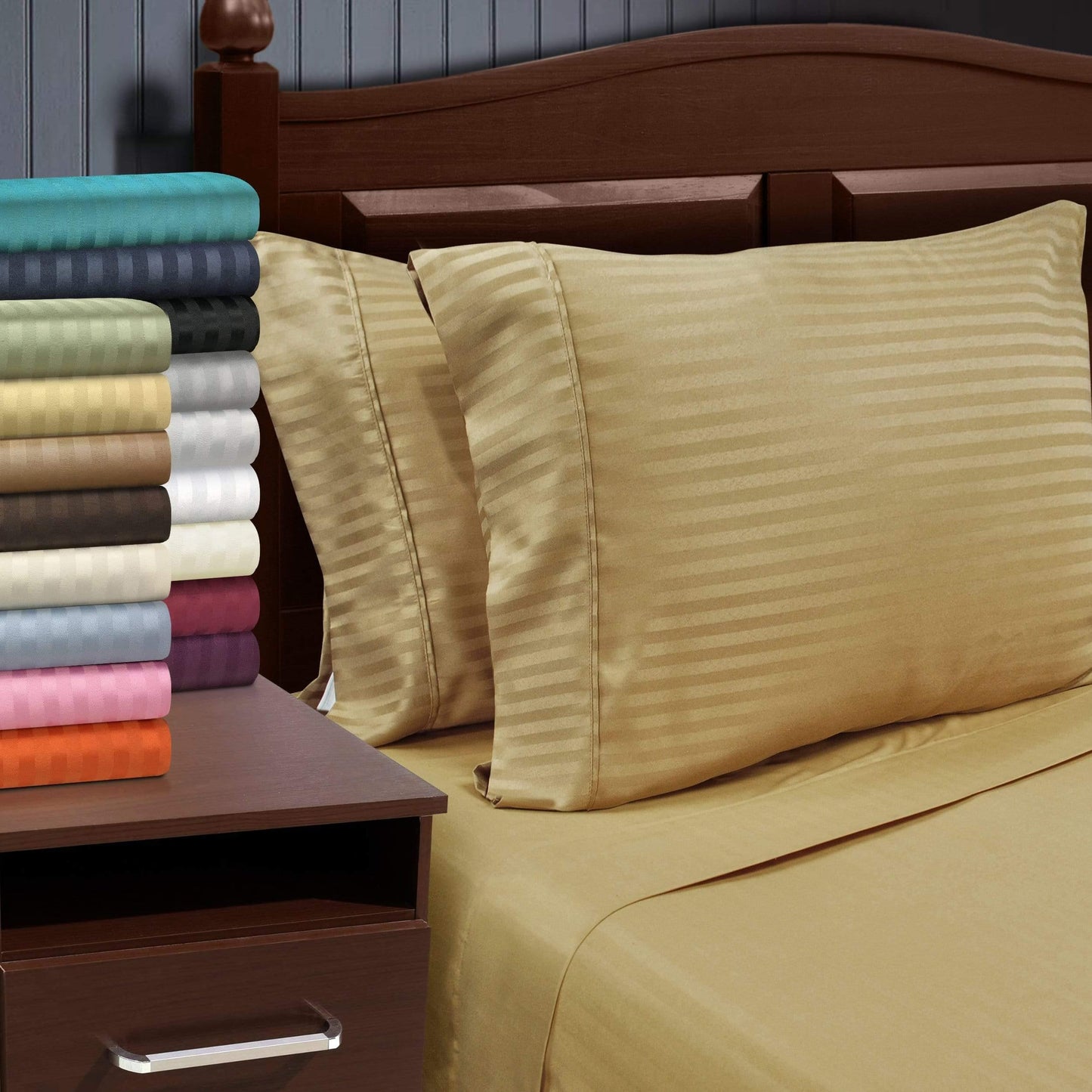1500 Series Wrinkle Resistant Stripe Pillow Cases FredCo