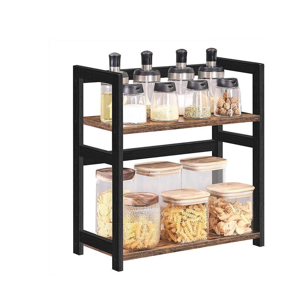2-Tier Counter Shelf Black and Wood FredCo