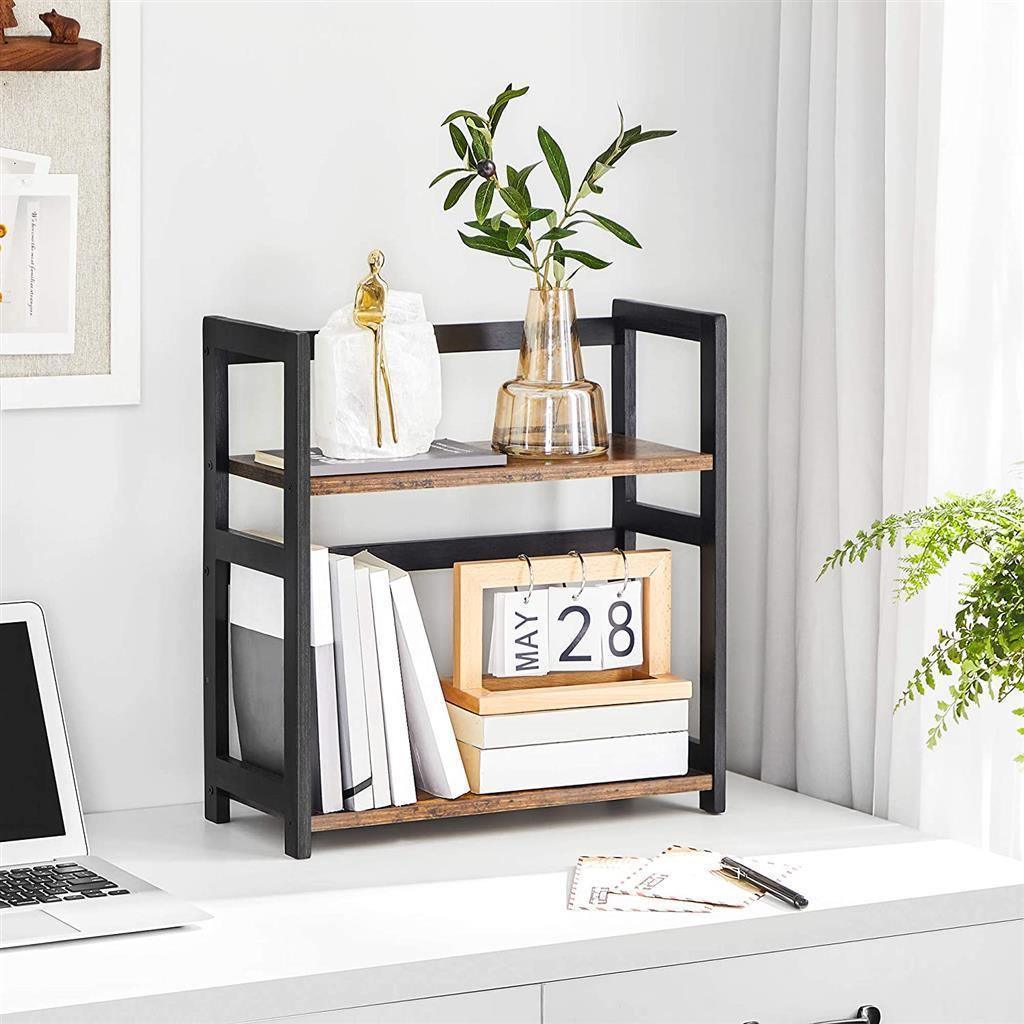 2-Tier Counter Shelf Black and Wood FredCo