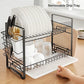 2-Tier Dish Rack Rust-Proof Black FredCo
