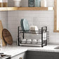 2-Tier Dish Rack Rust-Proof Black FredCo