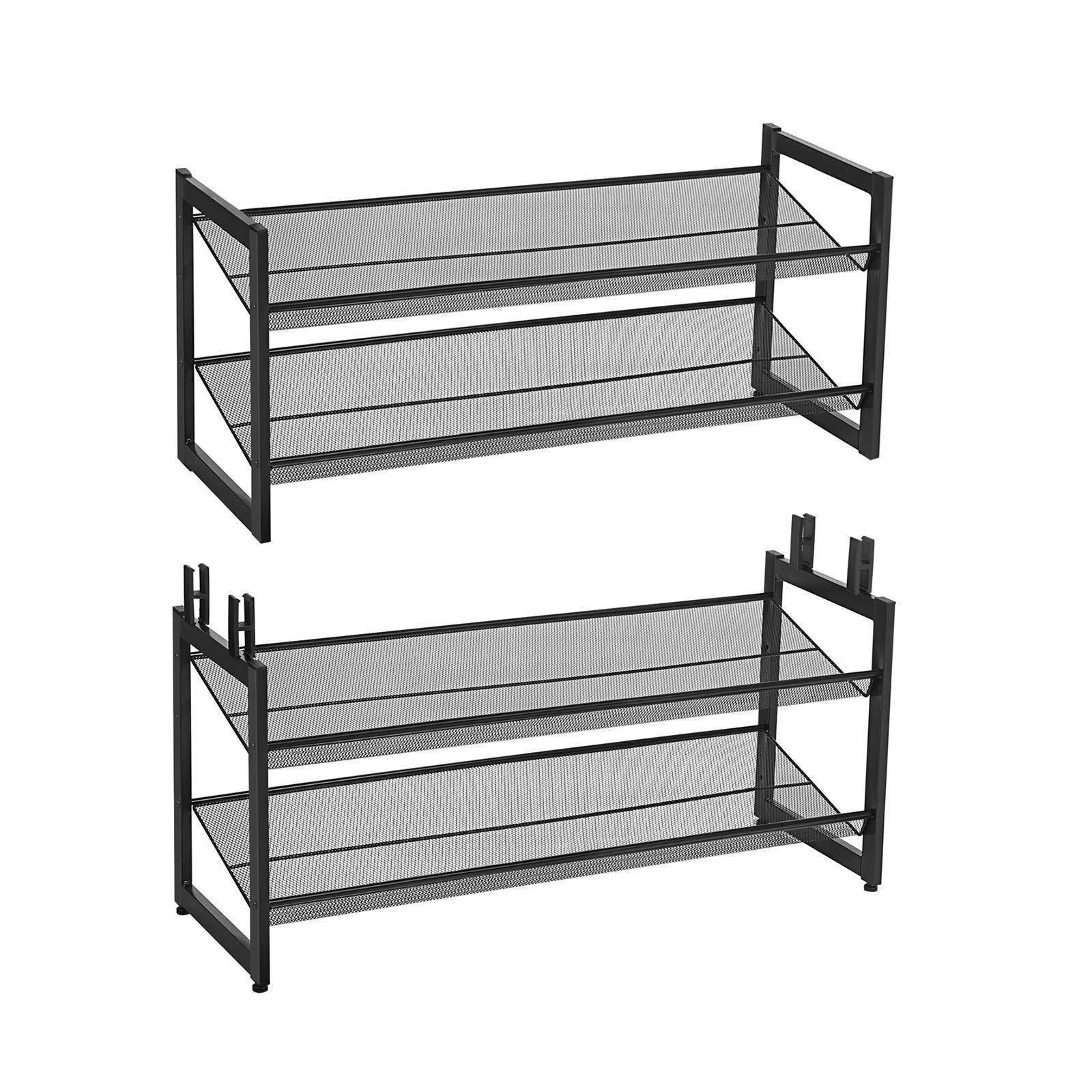 2-Tier Shoe Storage Rack with Adjustable Shelves, 8-10 Pairs FredCo
