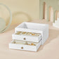 2-Tier Wooden Jewelry Case White FredCo