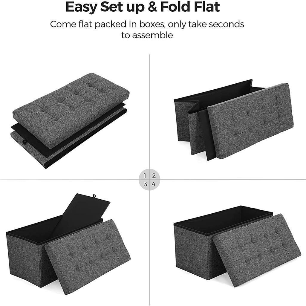 21.1-Gal Storage Ottoman Bench Dark Gray FredCo