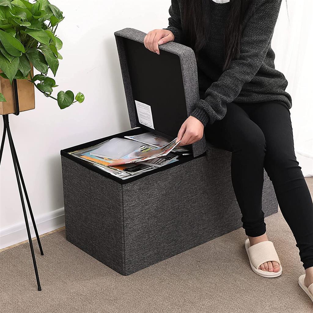 21.1-Gal Storage Ottoman Bench Dark Gray FredCo