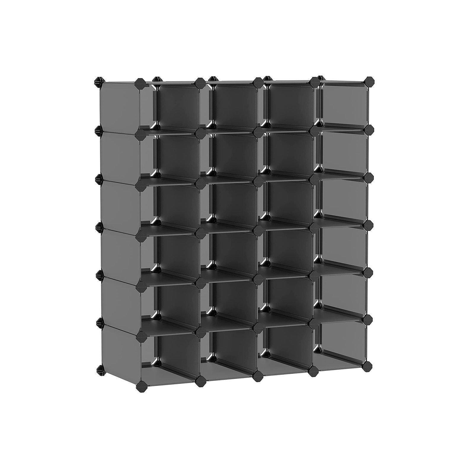 24-Cube Plastic Gray Shoe Storage Organizer Unit FredCo