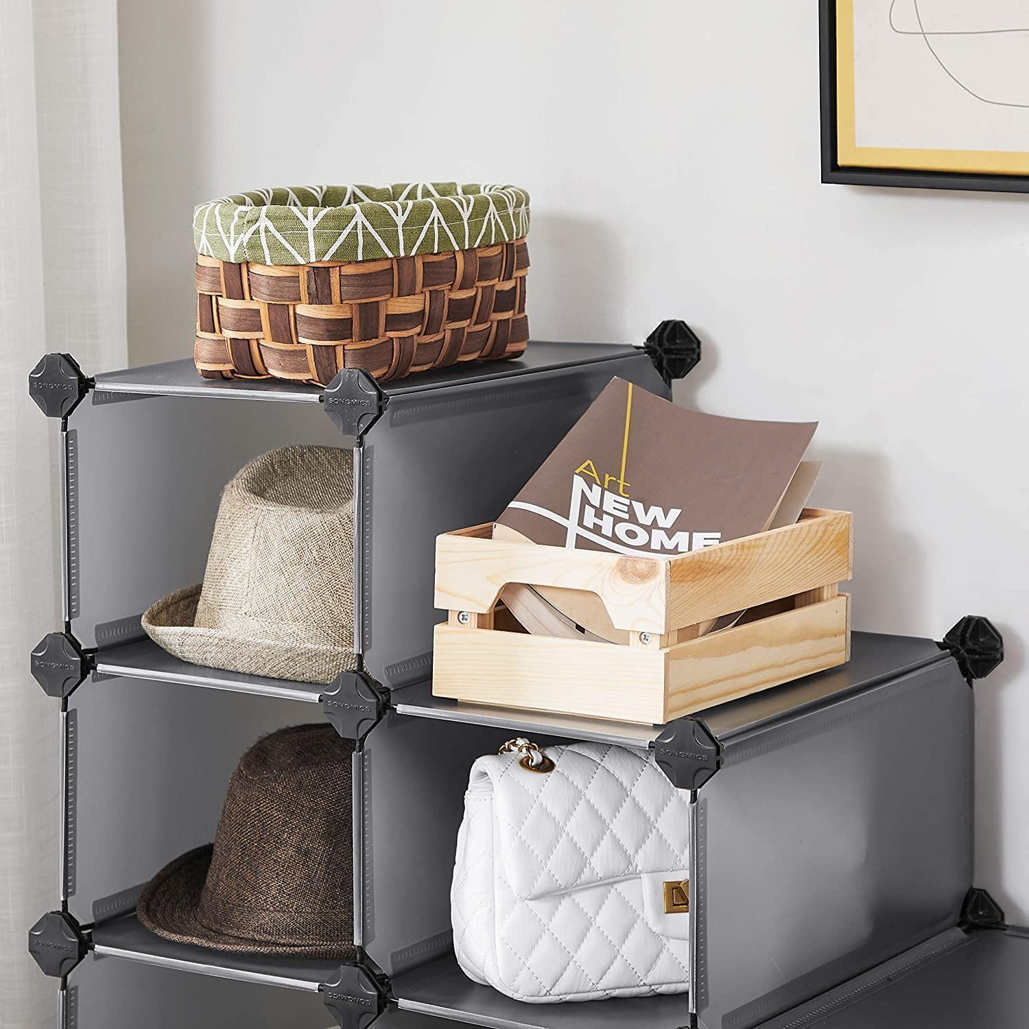 24-Cube Plastic Gray Shoe Storage Organizer Unit FredCo