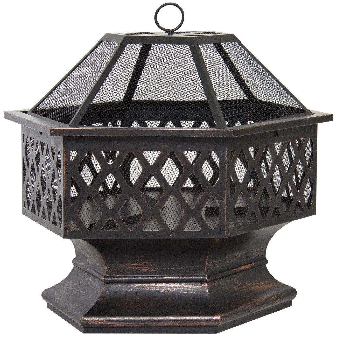 24" Outdoor Hex Shaped Patio Fire Pit Home Garden Backyard FredCo