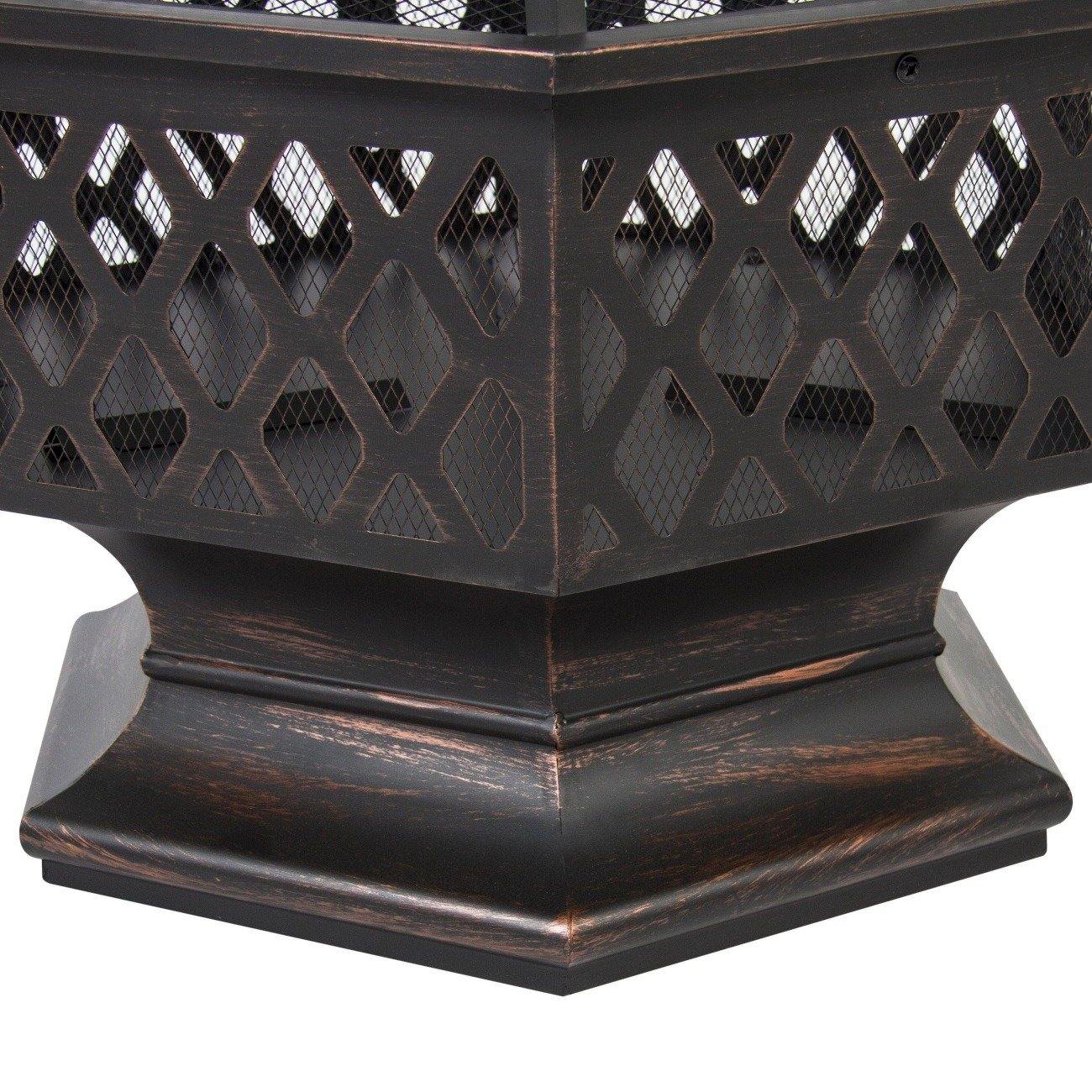 24" Outdoor Hex Shaped Patio Fire Pit Home Garden Backyard FredCo