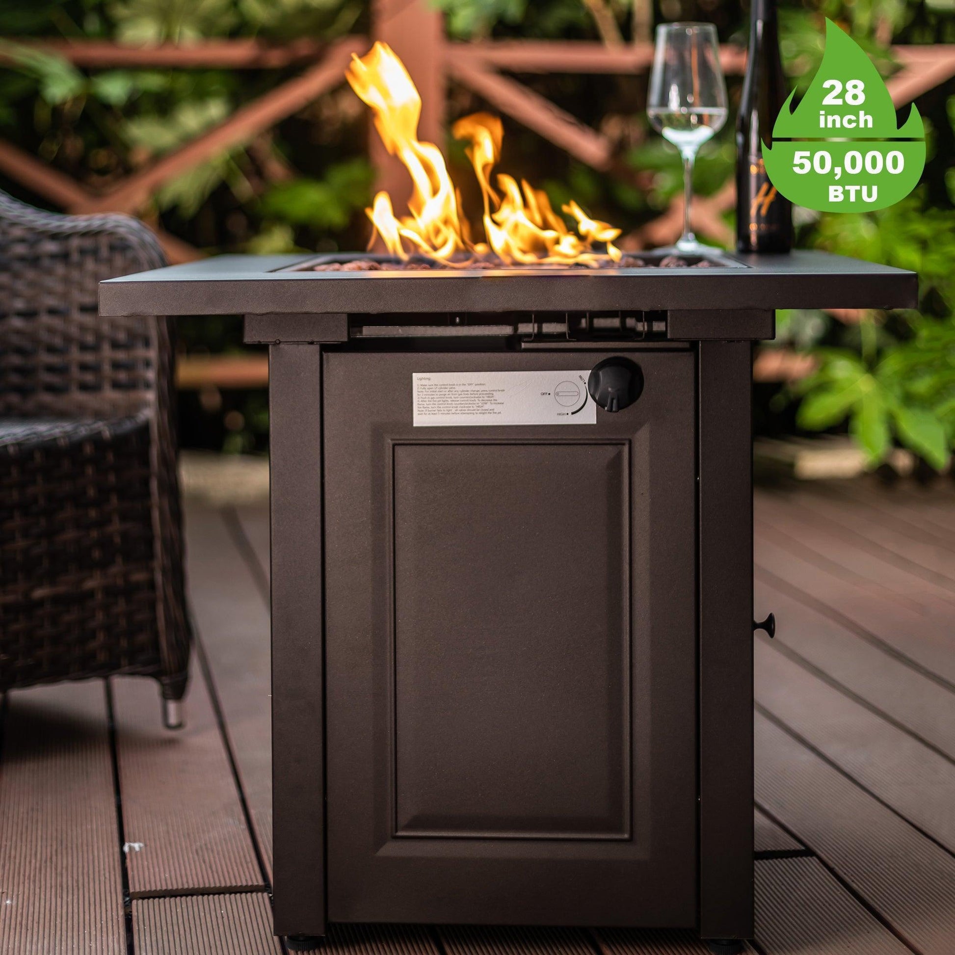 28-Inch Square Fire Table, CDF-WMGB28 FredCo