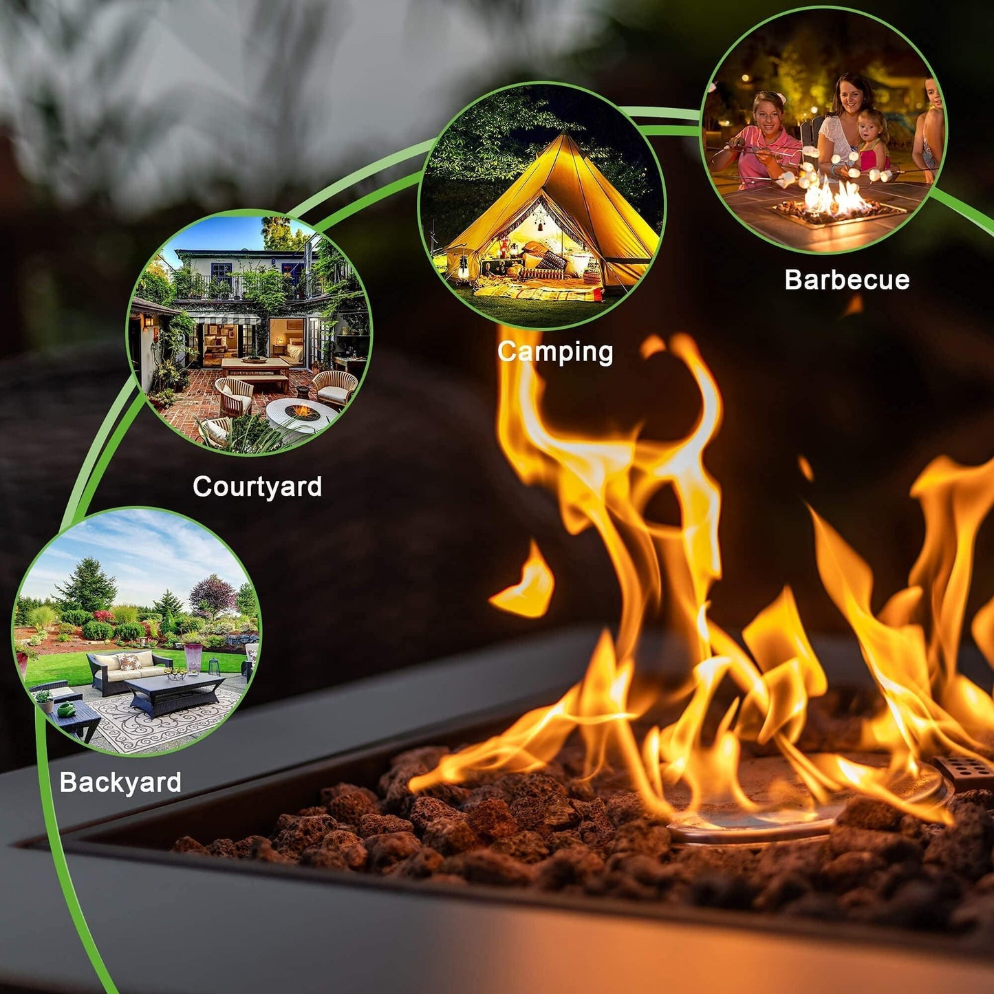 28in Propane Fire Pits Table, 50000 BTU Gas Square Outdoor Dinning FredCo