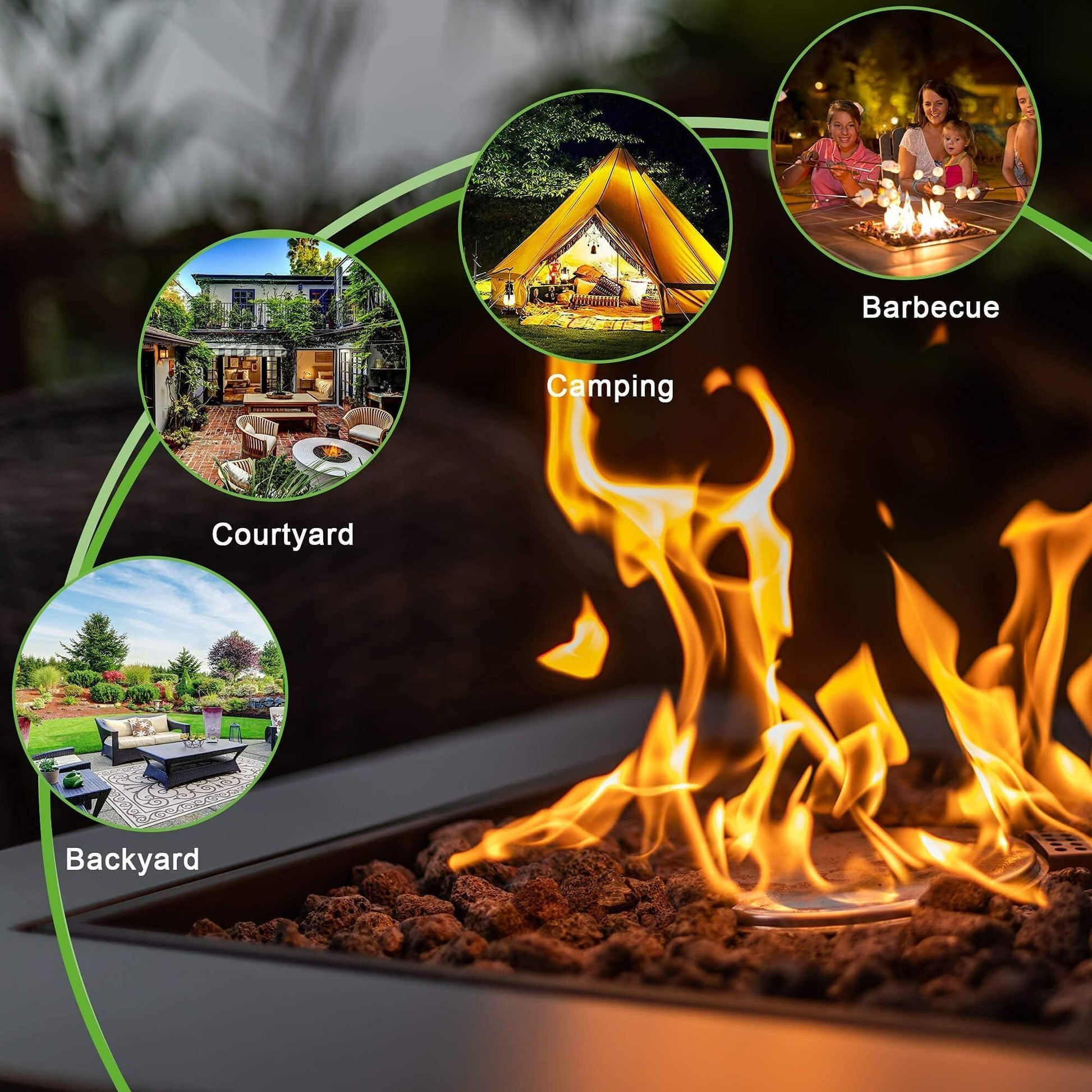 28in Propane Fire Pits Table, 50000 BTU Gas Square Outdoor Dinning FredCo